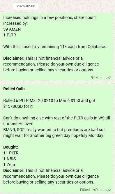 Added AMZN PLTR